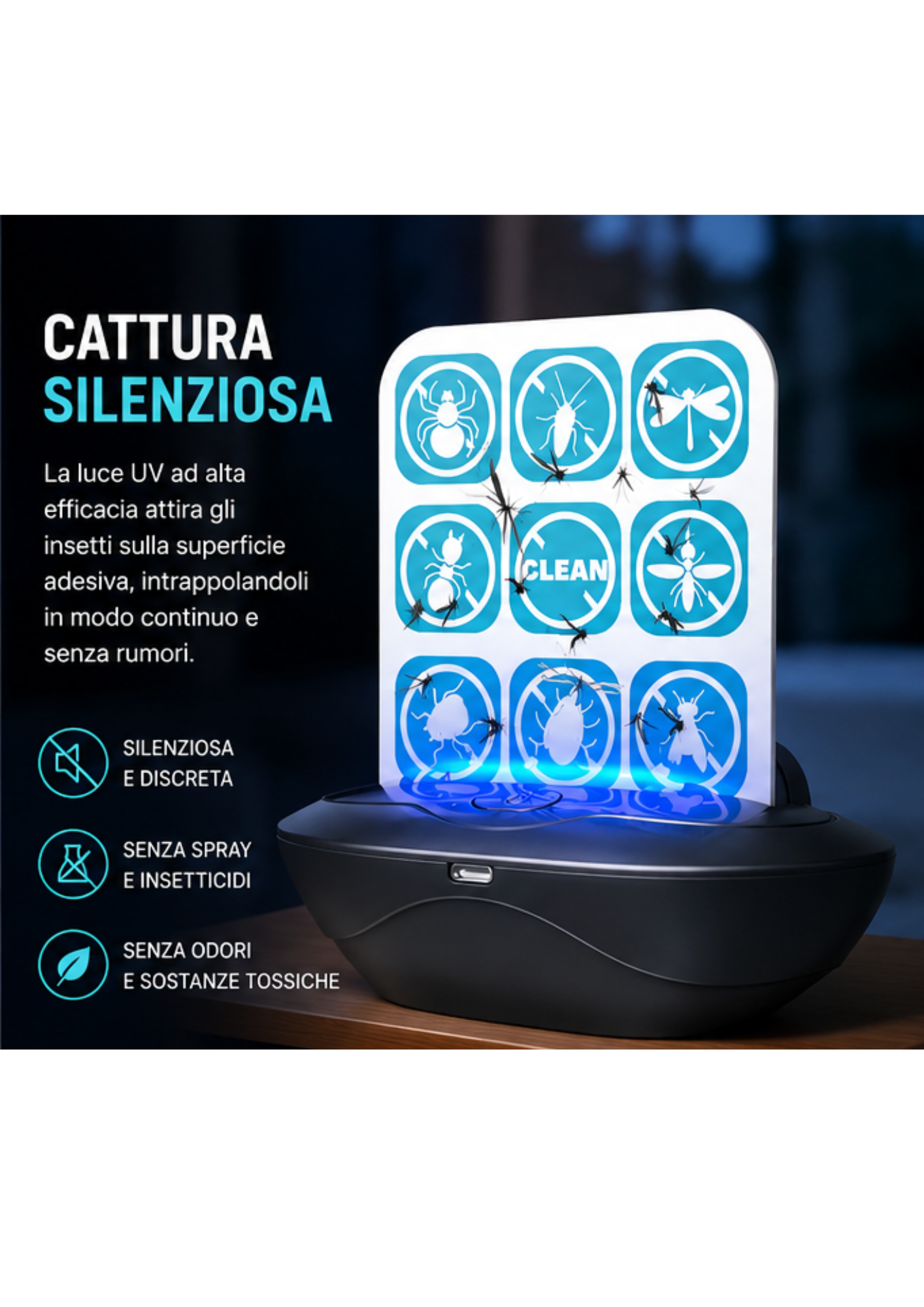 Lampada UV per Zanzare e Insetti-Ricaricabile USB
