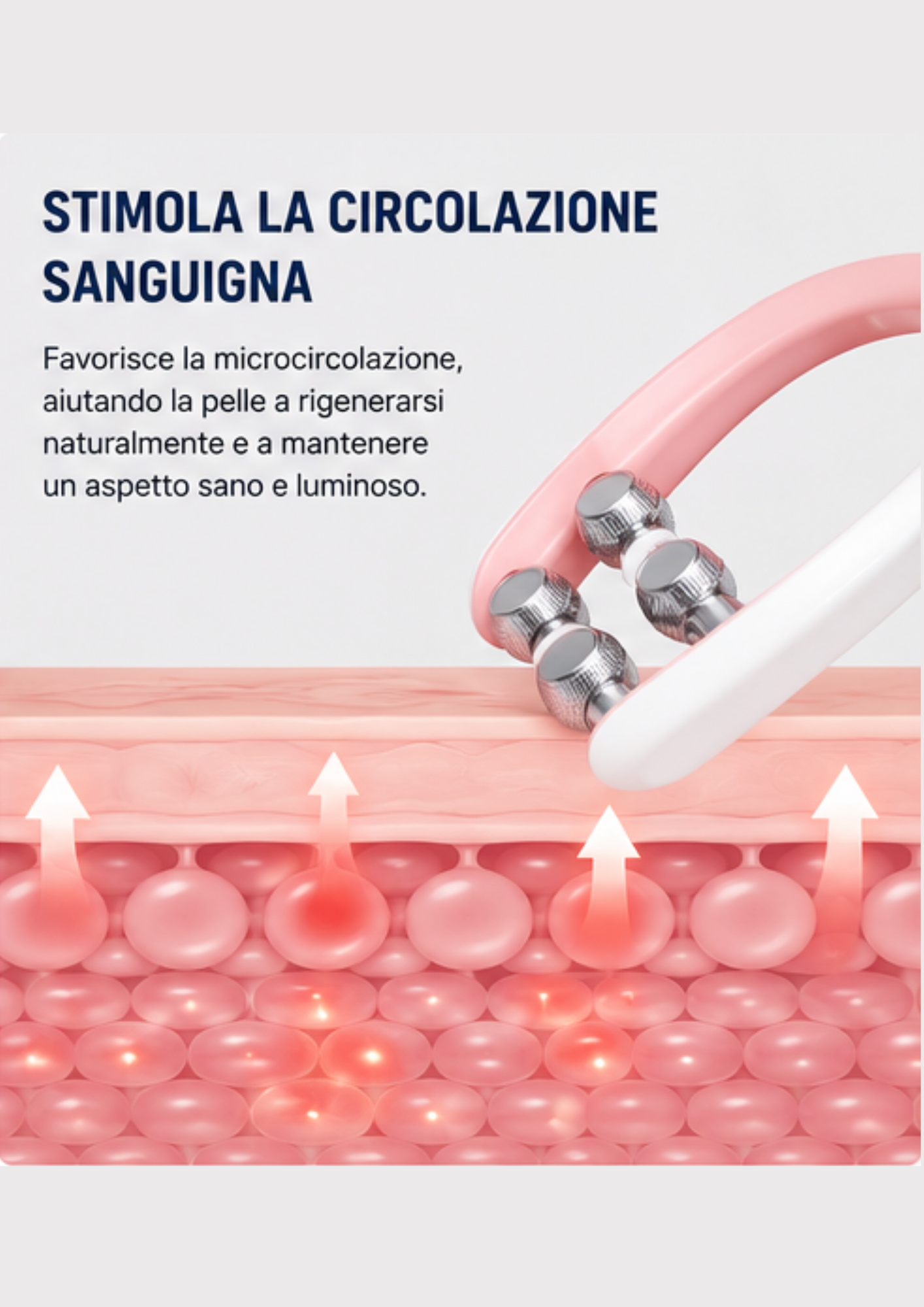 Massaggiatore Viso EMS con Radiofrequenza e Rulli 3D