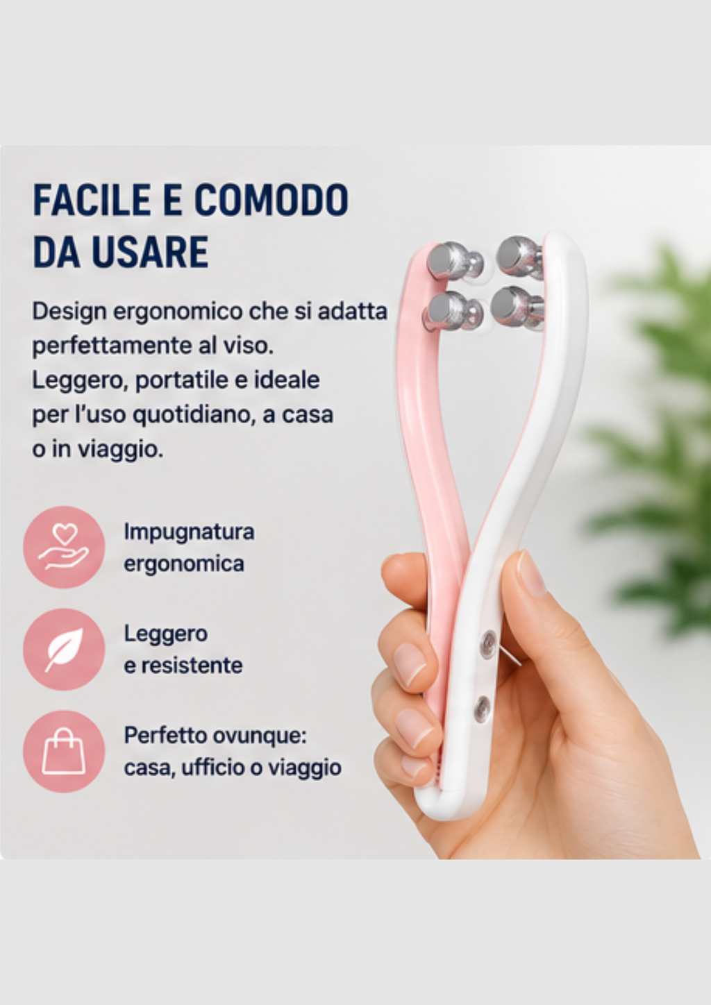 Massaggiatore Viso EMS con Radiofrequenza e Rulli 3D
