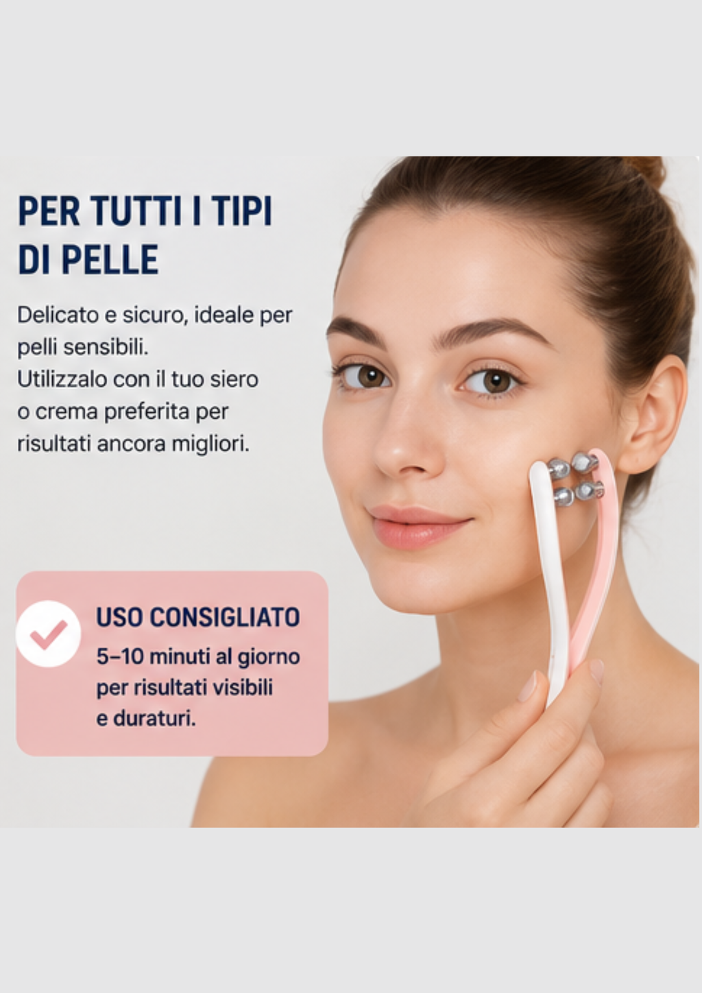 Massaggiatore Viso EMS con Radiofrequenza e Rulli 3D